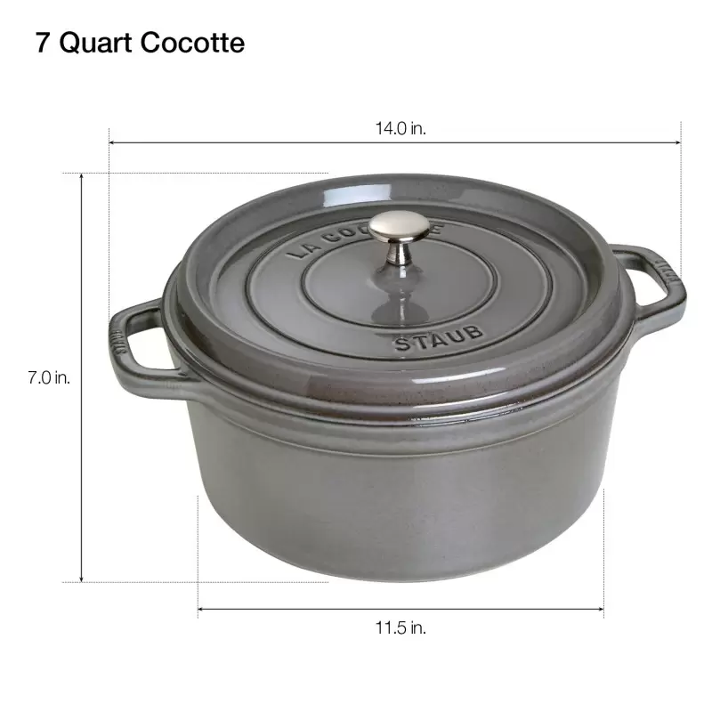 STAUB 1102818 Staub 7-qt Round Dutch Oven - Graphite Grey