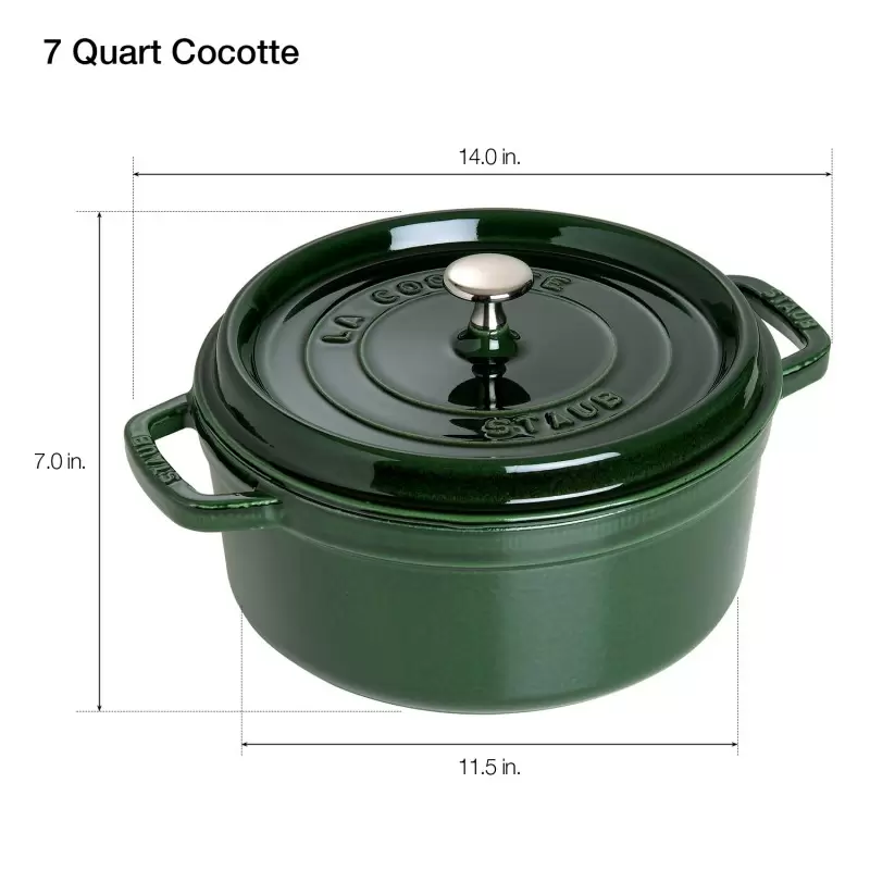 STAUB 1102885 Staub 7-qt Round Dutch Oven - Basil