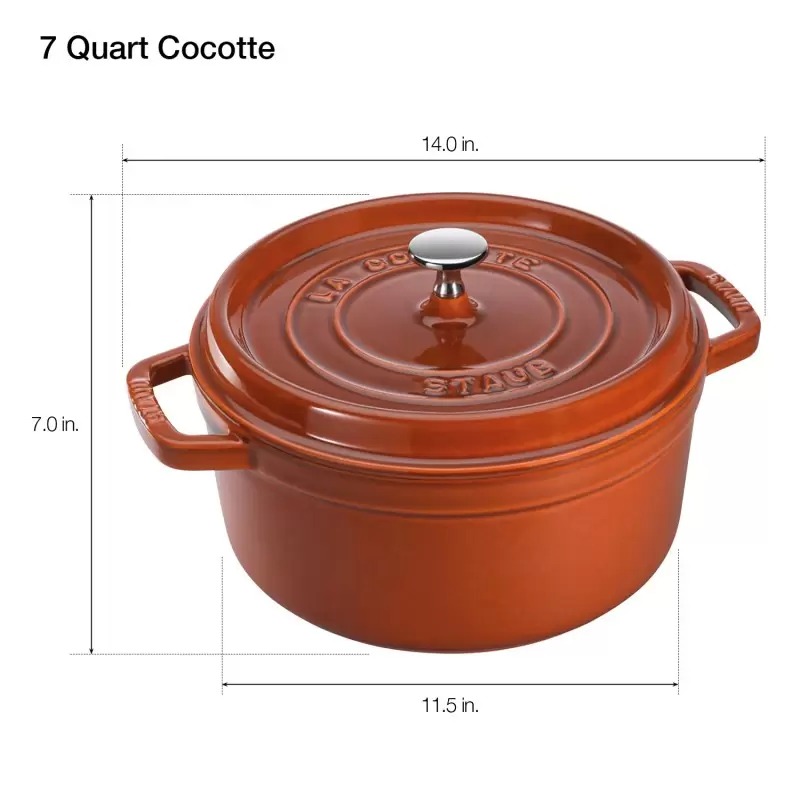 STAUB 11028806 Staub 7-qt Round Dutch Oven - Burnt Orange