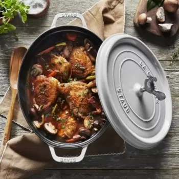 STAUB 15000202 Staub 5.75-qt Coq au Vin Dutch Oven - White Truffle
