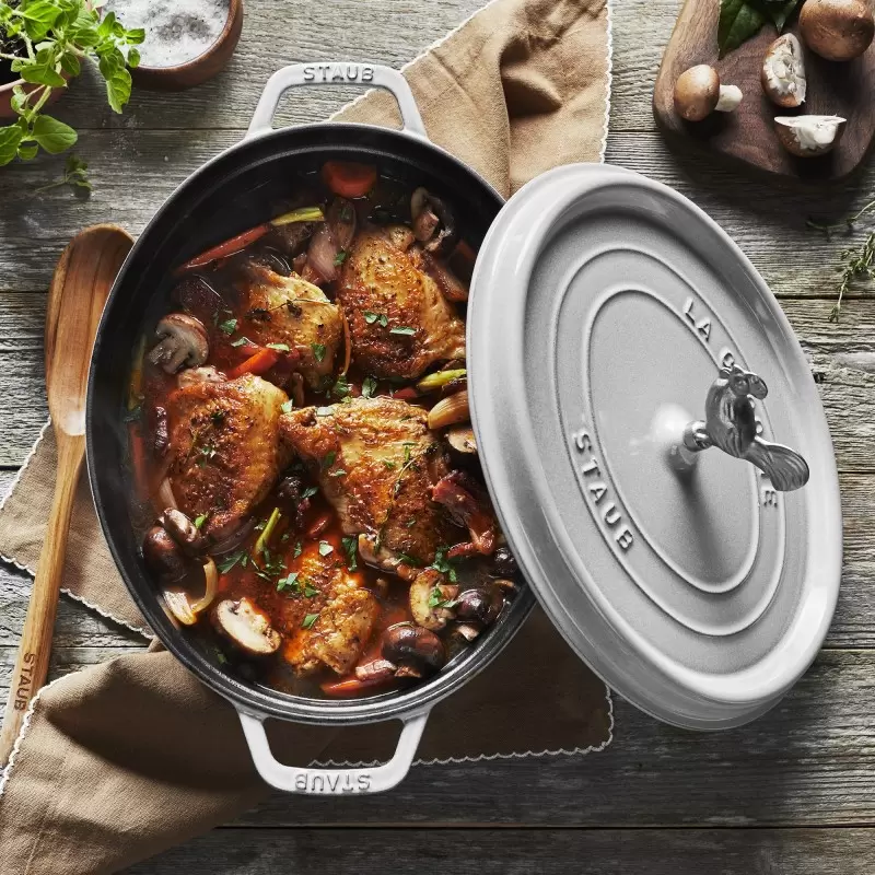 STAUB 15000202 Staub 5.75-qt Coq au Vin Dutch Oven - White Truffle