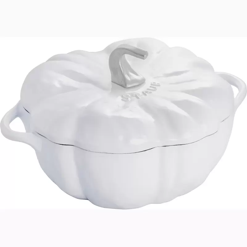 STAUB 1024043 Staub 3.5-qt Pumpkin Dutch Oven - White w/ Stainless ...