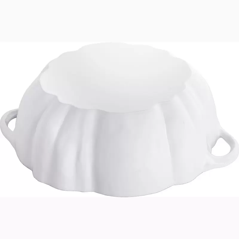 STAUB 1024043 Staub 3.5-qt Pumpkin Dutch Oven - White w/ Stainless ...