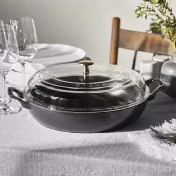STAUB 14813023 Staub 3.5-qt Braiser with Glass Lid - Black