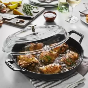 STAUB 14813023 Staub 3.5-qt Braiser with Glass Lid - Black