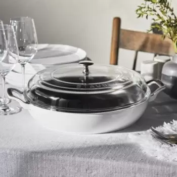 STAUB 14813002 Staub 3.5-qt Braiser with Glass Lid - White