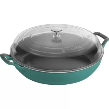 STAUB 148130105 Staub 3.5-qt Braiser with Glass Lid - Turquoise NEW