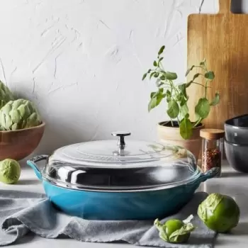 STAUB 148130105 Staub 3.5-qt Braiser with Glass Lid - Turquoise NEW