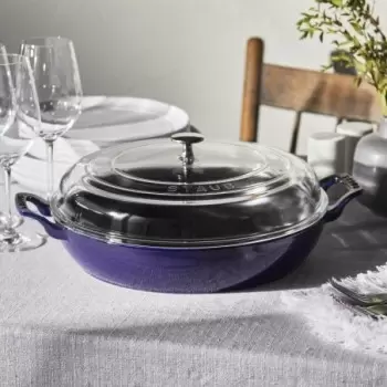 STAUB 14813091 Staub 3.5-qt Braiser with Glass Lid - Dark Blue