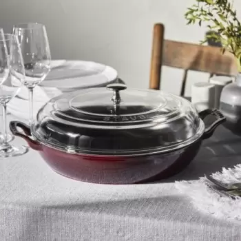STAUB 14813087 Staub 3.5-qt Braiser with Glass Lid - Grenadine