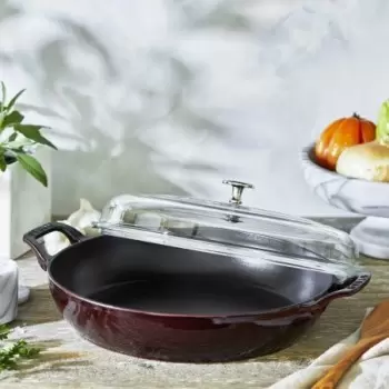STAUB 14813087 Staub 3.5-qt Braiser with Glass Lid - Grenadine