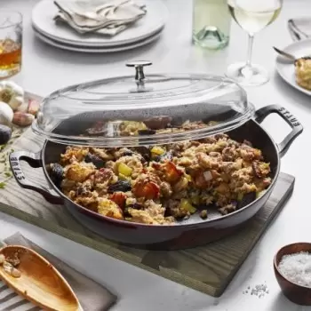 STAUB 14813087 Staub 3.5-qt Braiser with Glass Lid - Grenadine