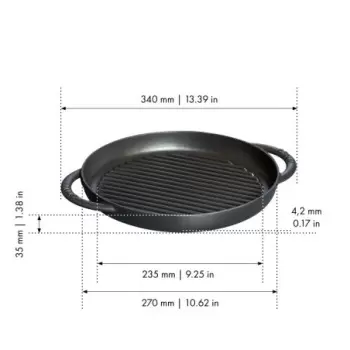 STAUB 1203023 Staub 10" Round Double Handle Pure Grill - Black
