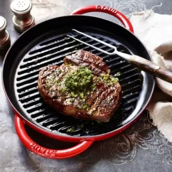 STAUB 1203006 Staub 10" Round Double Handle Pure Grill - Cherry