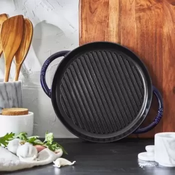 STAUB 12012691 Staub 10" Round Double Handle Pure Grill - Dark Blue