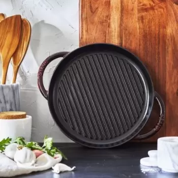 STAUB 12012687 Staub 10" Round Double Handle Pure Grill - Grenadine