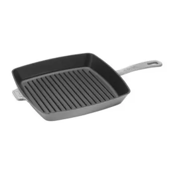STAUB 19313018 Staub 12" Square Grill Pan & Press Set - Graphite Grey
