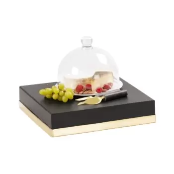 Cal-Mil Monaco 14" x 14" x 3" Square Black / Gold Metal Display Riser Display