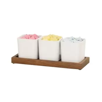 Cal-Mil Sydney Square White Jar - Walnut