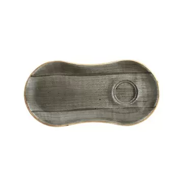 TURGLA ASCGRM01STB Turgla Bone China Space 10" x 4.75" Oval Grey Po...