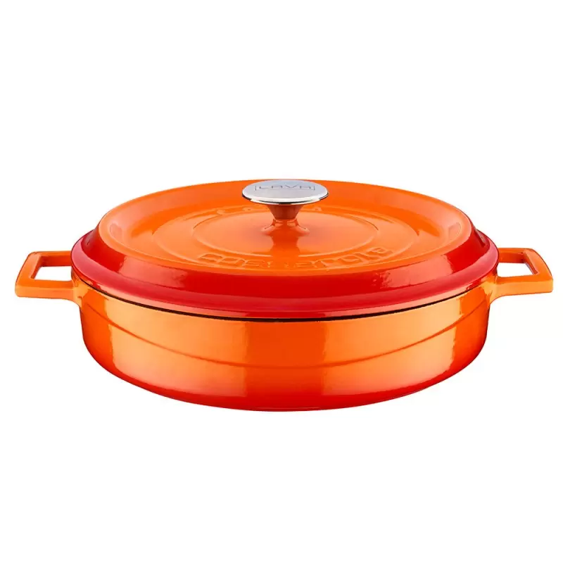 TURGLA ttmns28ORG Turgla Cast Iron dia.11" h:2" 3.75 qt. Round Oran...