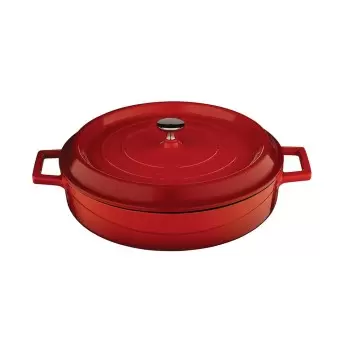 TURGLA TTMNS28RED Turgla Cast Iron dia.11" h:2" 3.75 qt. Round Red ...