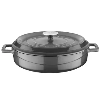 TURGLA TTMNS28GRY Turgla Cast Iron dia.11" h:2" 3.75 qt. Round Grey...