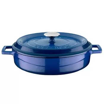 TURGLA TTMNS28CBL Turgla Cast Iron dia.11" h:2" 3.75 qt. Round Blue...