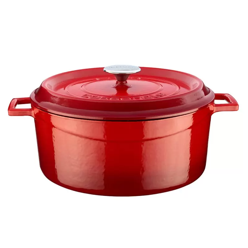 TURGLA TTMN28RED Turgla Cast Iron dia.11" h:5" 7 qt. Round Red Cast...