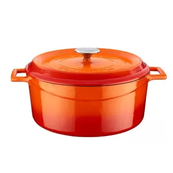 TURGLA TTMN28ORG Turgla Cast Iron dia.11" h:5" 7 qt. Round Orange C...