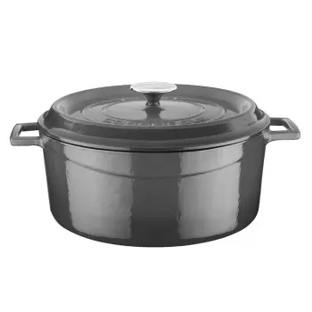 TURGLA TTMN28GRY Turgla Cast Iron dia.11" h:5" 7 qt. Round Grey Cas...