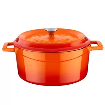 TURGLA TTMN24ORG Turgla Cast Iron dia.9.5" h:4" 4.75 qt. Round Oran...
