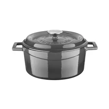 TURGLA TTMN24GRY Turgla Cast Iron dia.9.5" h:4" 4.75 qt. Round Grey...