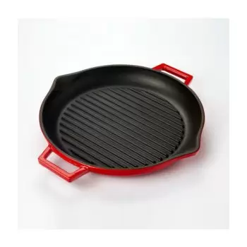 TURGLA TCB1330RED Turgla Cast Iron dia.11.75" h:2" 3 qt. Round Red ...