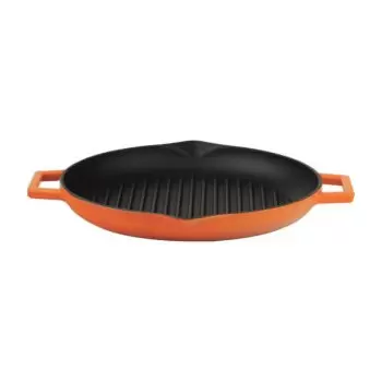TURGLA TCB1330ORG Turgla Cast Iron dia.11.75" h:2" 3 qt. Round Oran...