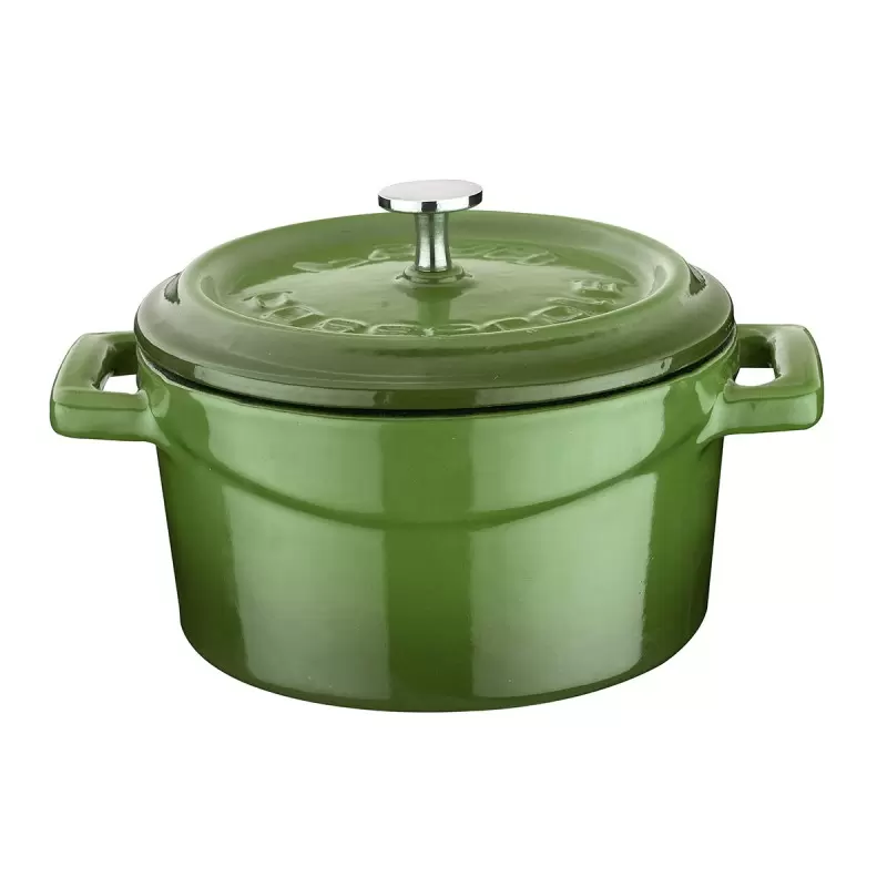 TURGLA TTMN20GRN Turgla Cast Iron dia.7.75" h:4" 3 qt. Round Green ...
