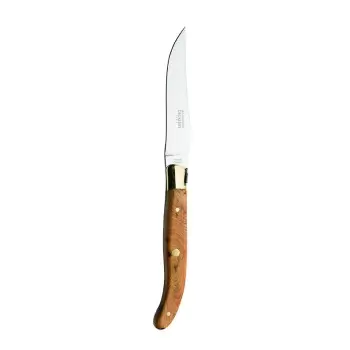 Degrenne Laguiole Steak Knife Olive Wood Brass Bolster - 230 mm - 9 '' 1/16