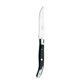 Degrenne Laguiole Steak Knife Black Horn Steel Bolster - 230 mm - 9 '' 1/16
