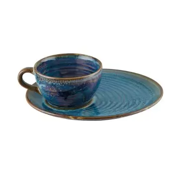 TURGLA SPH01STB Turgla Bone China Sapphire dia.10" Round Blue Porce...