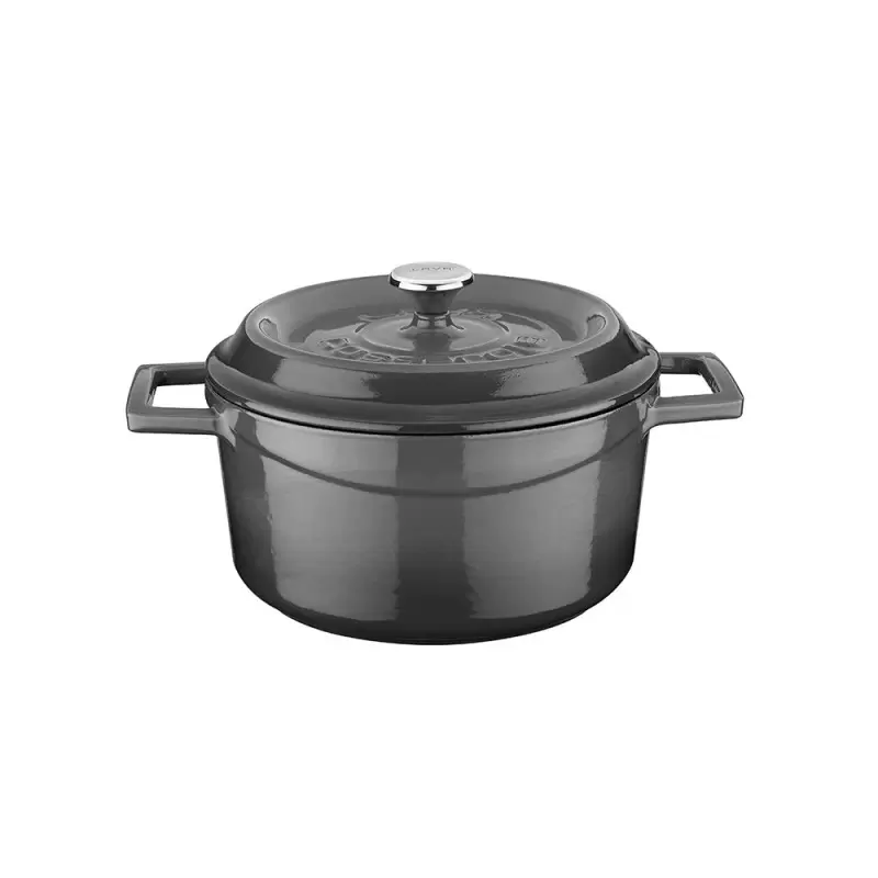 TURGLA TTMN20GRY Turgla Cast Iron dia.7.75" h:4" 3 qt. Round Grey C...