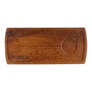 TURGLA TRG02RCB Turgla Wood 13.75" x 6" Rectangular Brown Wood Serving