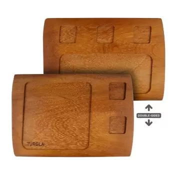 TURGLA TRG01MV Turgla Wood 15.75" x 10.75" Rectangular Brown Wood S...