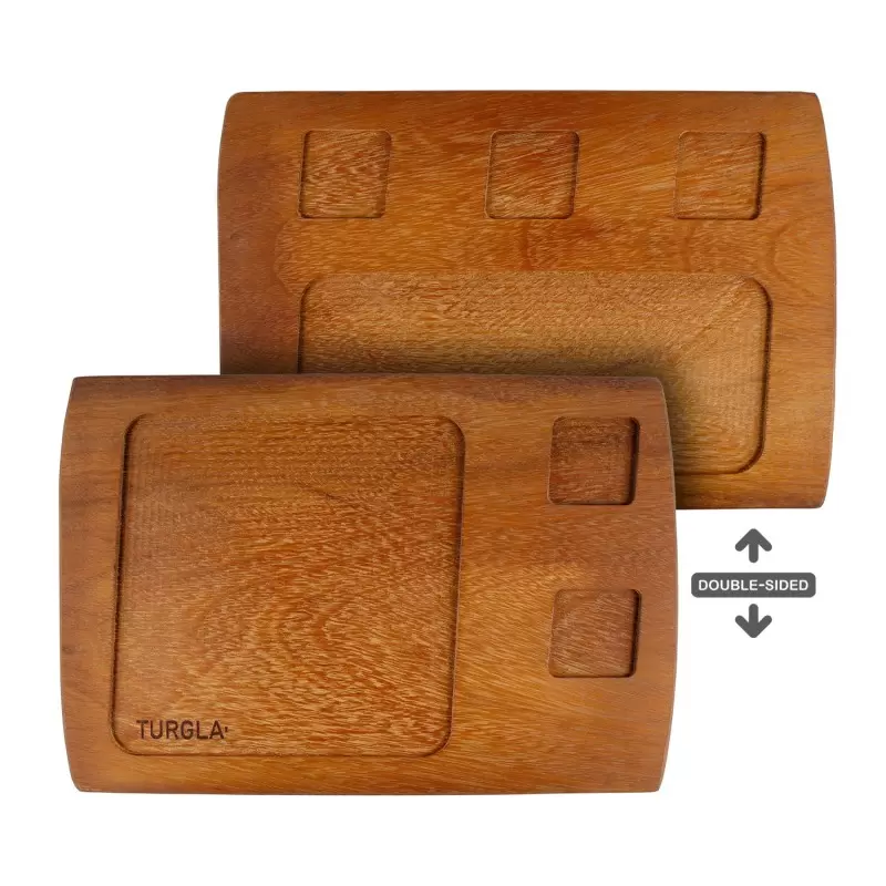 TURGLA TRG01MV Turgla Wood 15.75" x 10.75" Rectangular Brown Wood S...