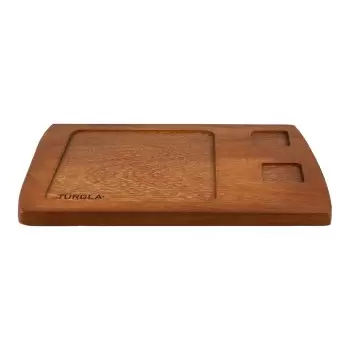 TURGLA TRG01MV Turgla Wood 15.75" x 10.75" Rectangular Brown Wood S...