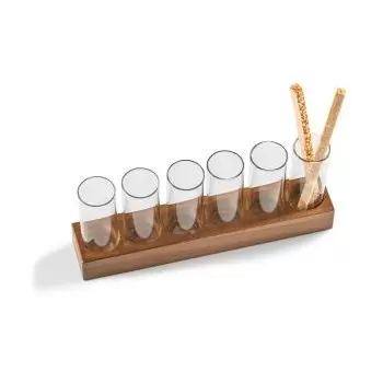 Pordamsa A1062-6100RF Pordamsa Set 6 Boro Schnaps - Walnut Tray 24 ...
