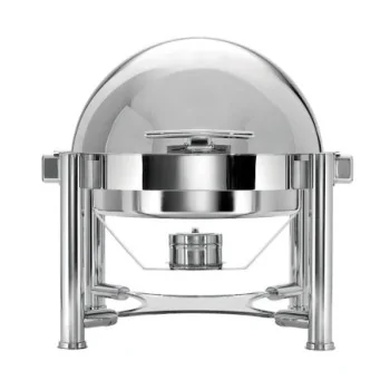 Worthy, Noble & Kent Round Stackable Roll Top Chafing Dish L 21" W 17" H 19" - 6 3/4 Qt -