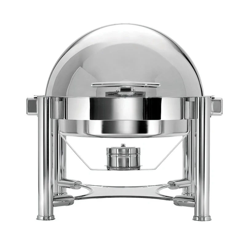 Worthy, Noble & Kent Round Stackable Roll Top Chafing Dish L 21" W 17" H 19" - 6 3/4 Qt -