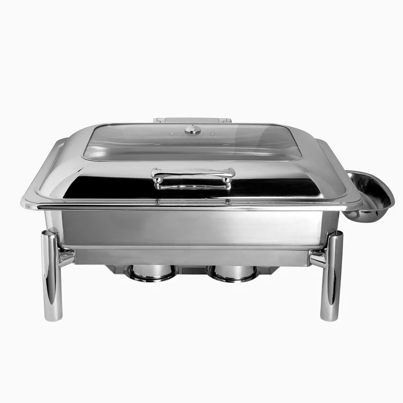 Creations Rectangular Chafing Dish And Stand - L 22 1/2" W 17" H 11 3/4" - 8 qt