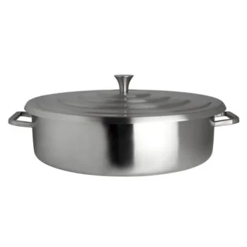 Creations Chafer Round Brushed Stainless L 18" W 15 3/4" H 5 1/2" - 2 Gal -