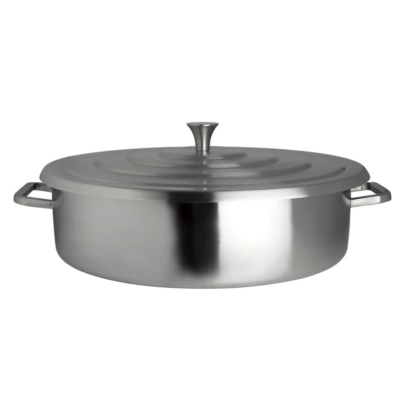 Creations Chafer Round Brushed Stainless L 18" W 15 3/4" H 5 1/2" - 2 Gal -